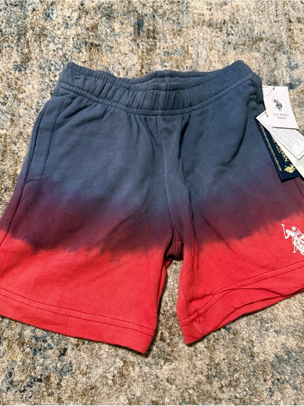 U.S. Polo Assn. Red and Navy Dip-Dye Boys' Knit Shorts
